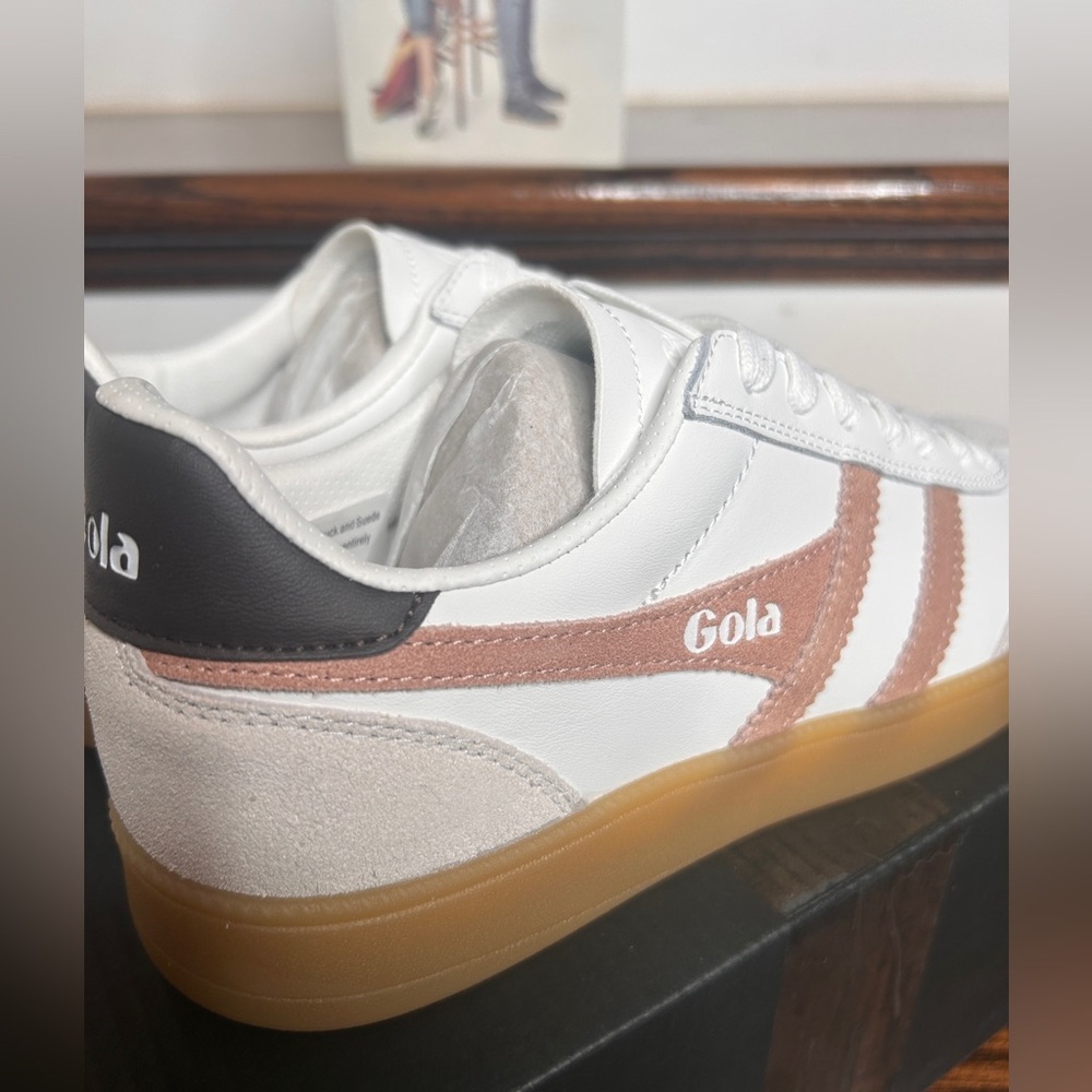 Gola Women’s Viper Leather Sneakers, Sz.6, White, Cameo, Dark Brown, Gum - Picture 14 of 16